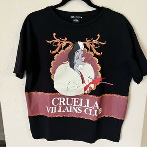 Zara Disney Collab "Cruella Villains Club" Cropped Tee